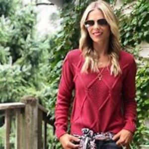 Cabi M Square Neck Cable Knit Sweater